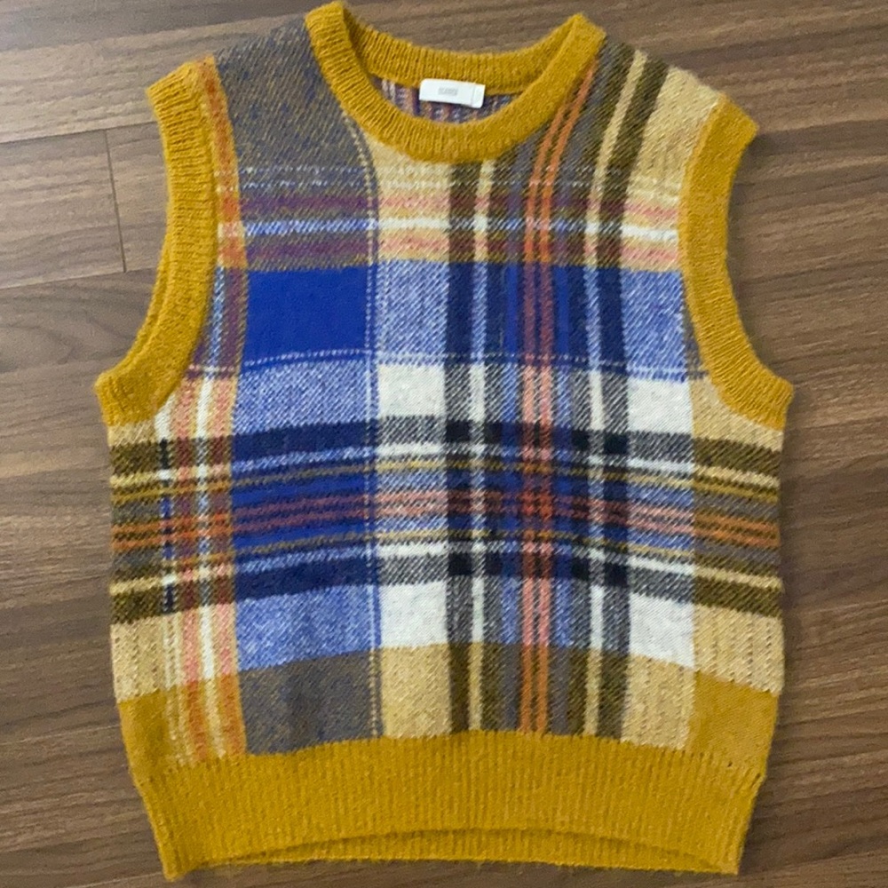 Closed Mohair Check Oversized Vest Tank Top Sz XS